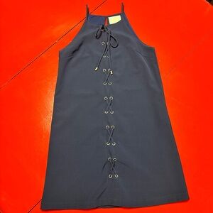 SKIRS ARE BLUE NAVY TIE SLEEVELESS DRESS